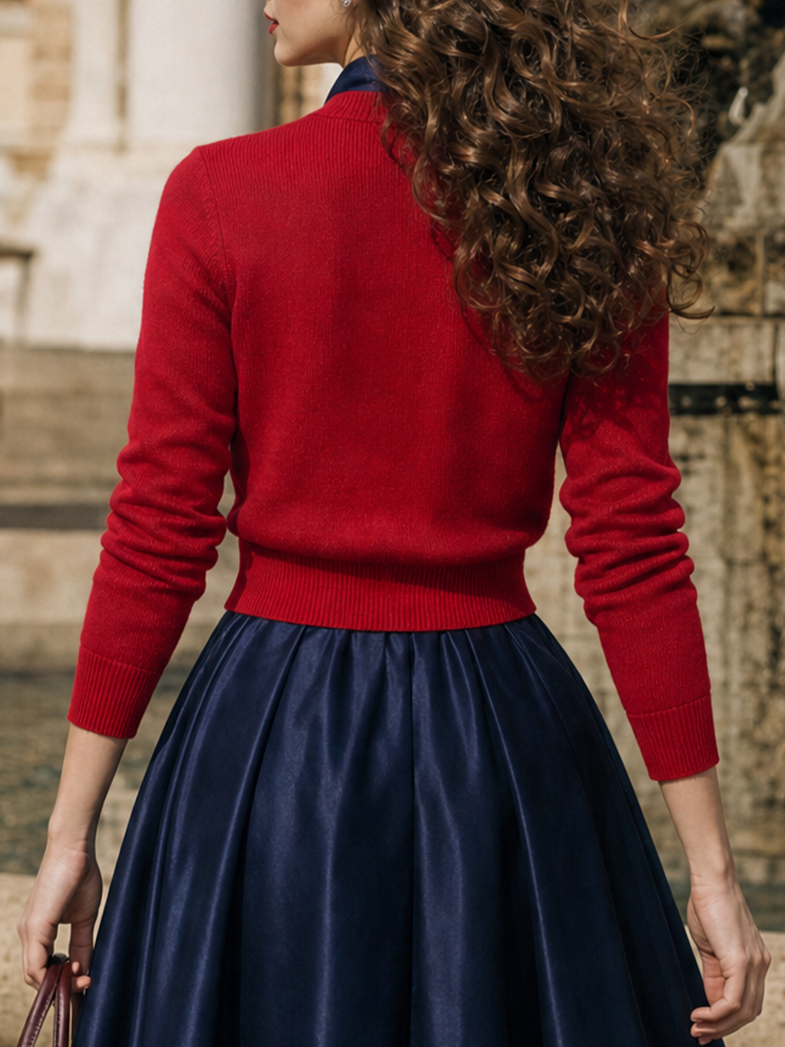 Vintage Slim-Waist Cropped Knit Cardigan