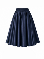 Vintage Shiny Elastic Waist Hip-Covering Slimming Full Midi Skirt