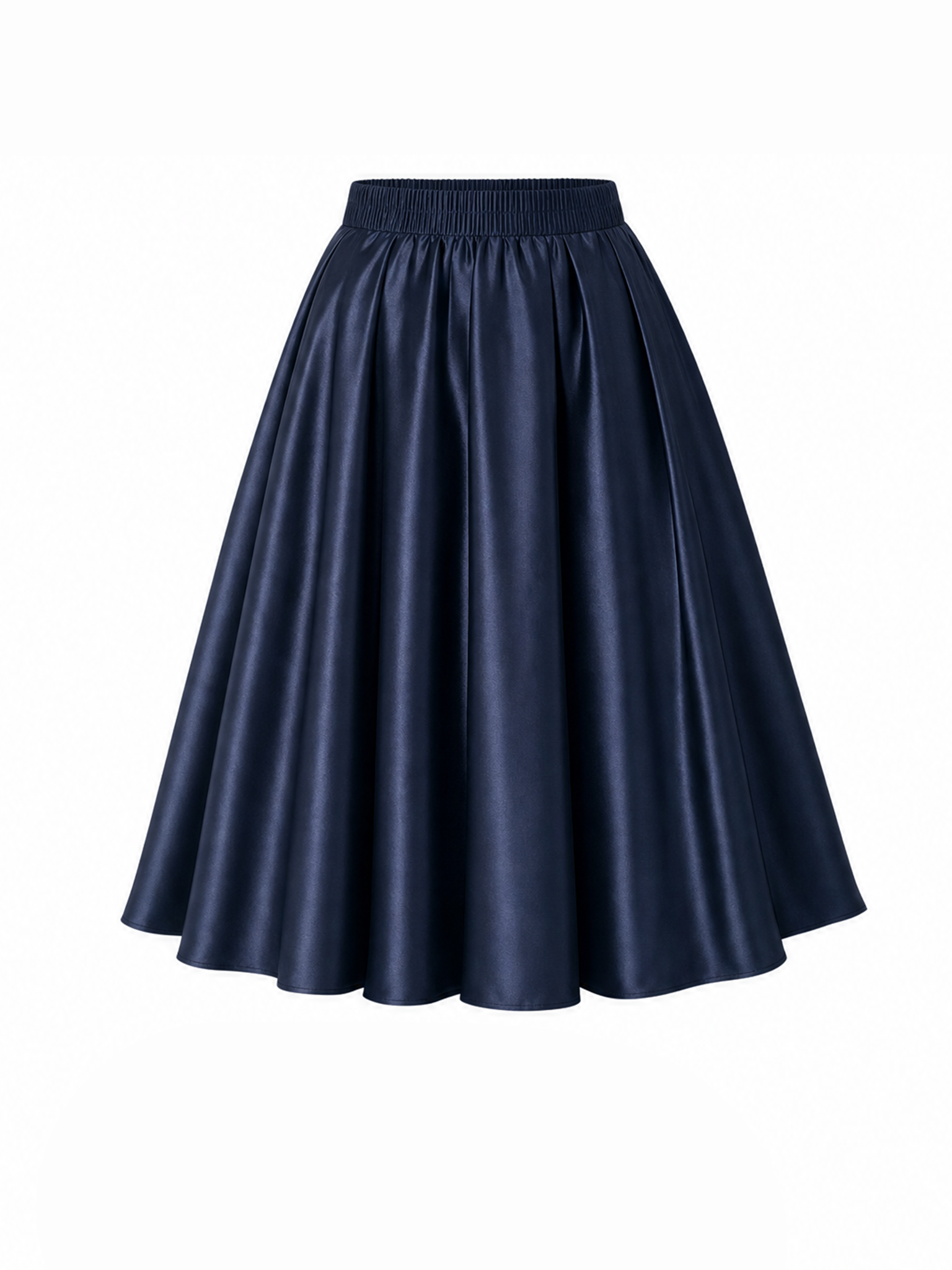 Vintage Shiny Elastic Waist Hip-Covering Slimming Full Midi Skirt
