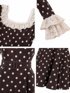 Vintage Lace Trim Polka Dot Midi Dress