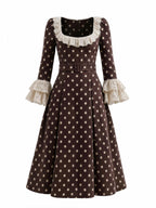 Vintage Lace Trim Polka Dot Midi Dress