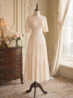 Vintage Polka Dot Tiered Maxi Dress