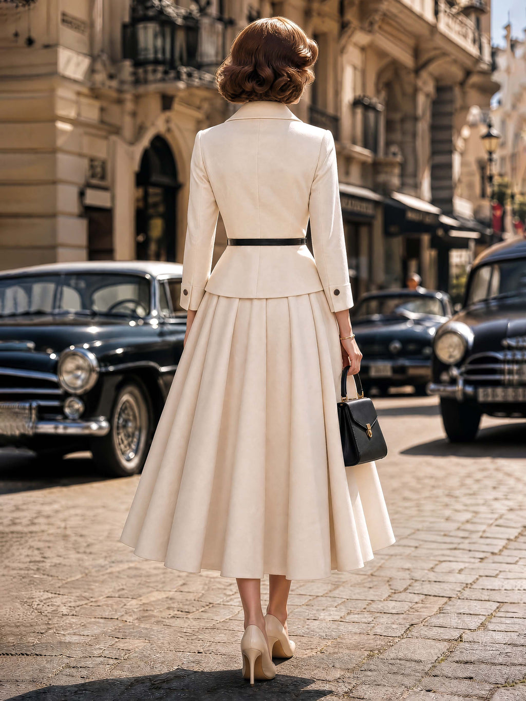 Vintage  Blazer & Swing Midi Skirt Two Piece Set