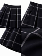 Vintage Plaid Swing Midi Skirt