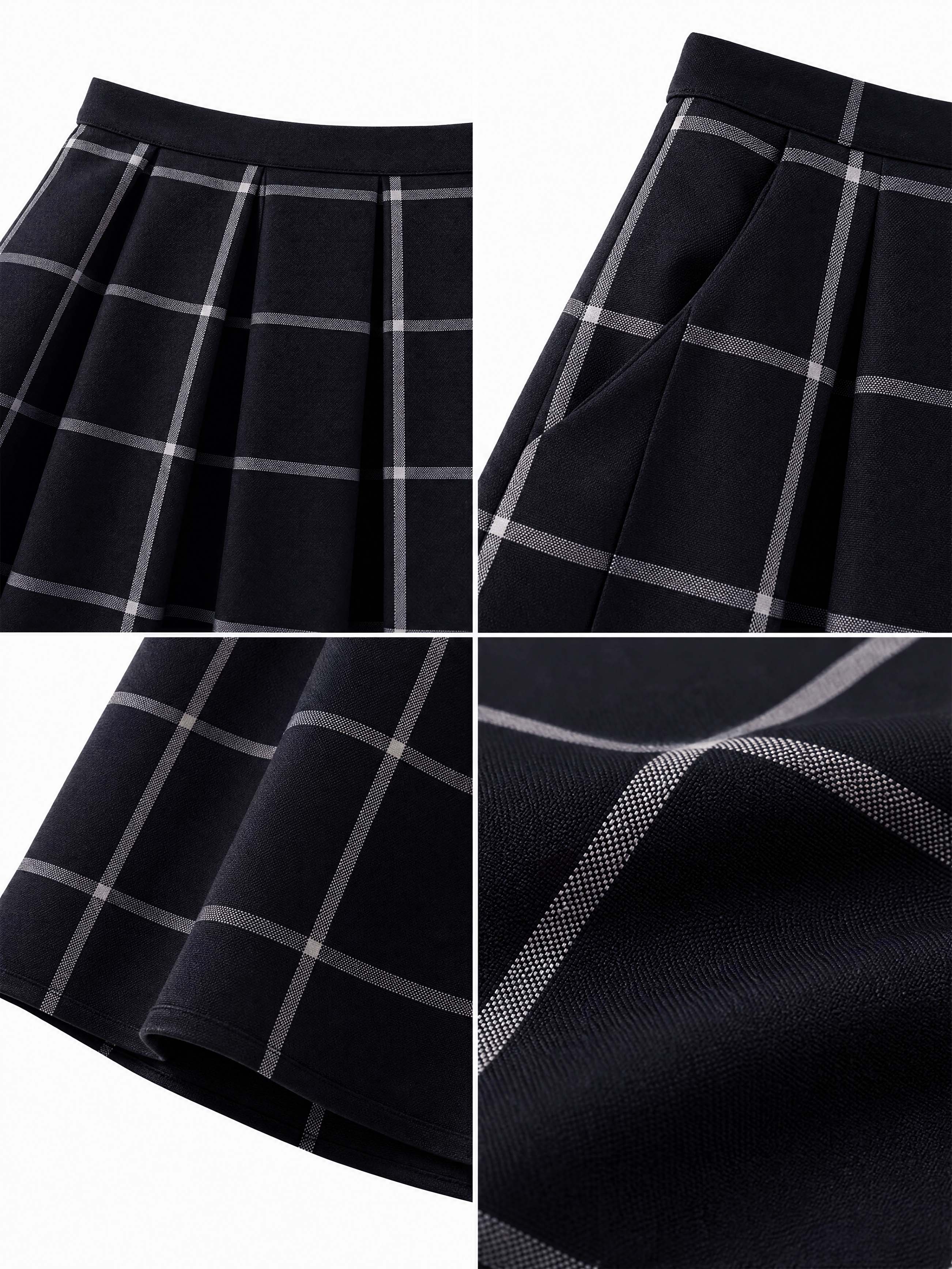 Vintage Plaid Swing Midi Skirt