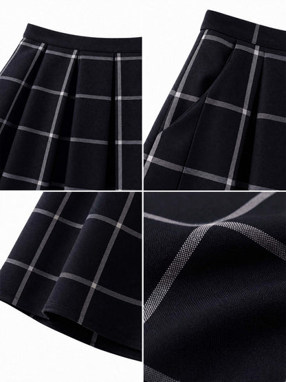 Vintage Plaid Swing Midi Skirt