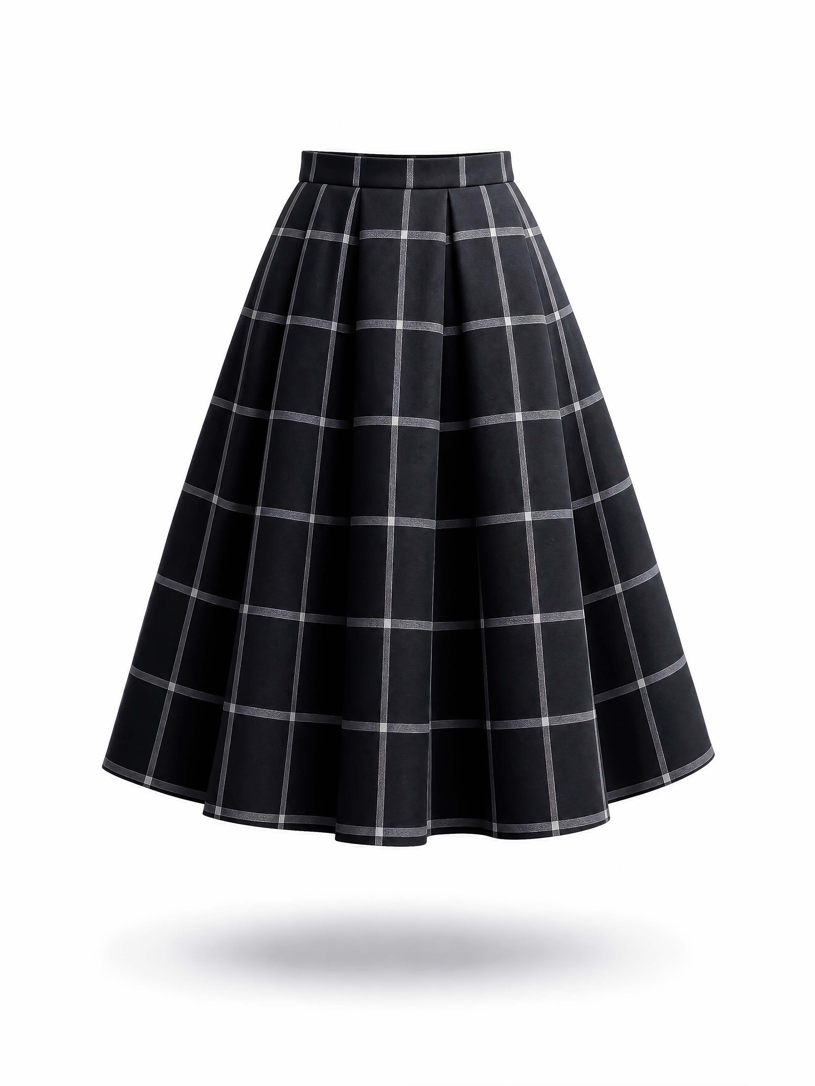 Vintage Plaid Swing Midi Skirt