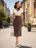 Vintage Polka Dot Midi Skirt