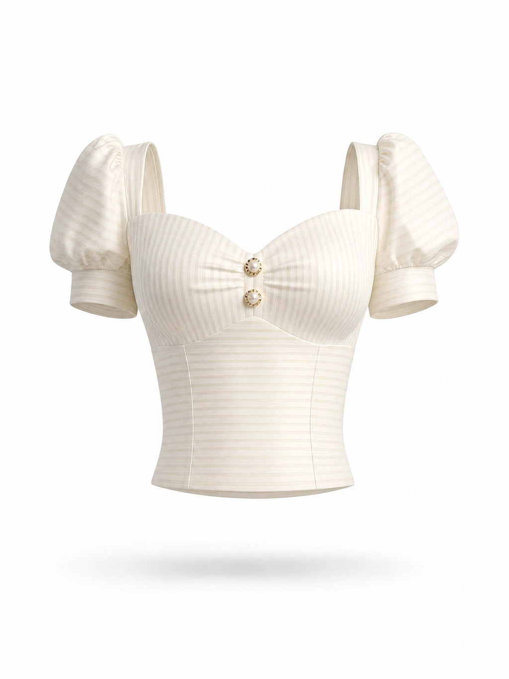 Vintage Striped Puff Sleeve Crop Top