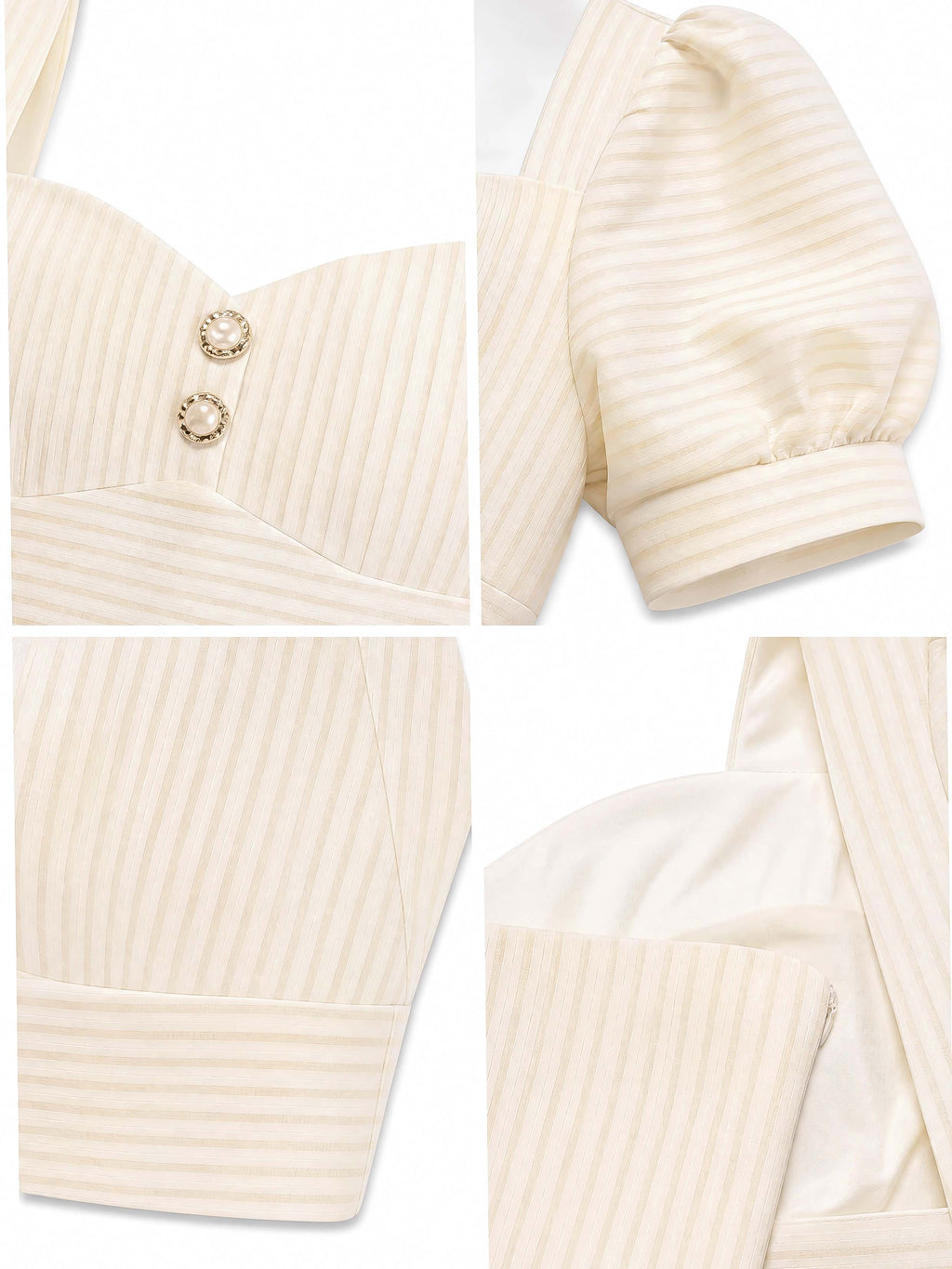Vintage Striped Puff Sleeve Crop Top