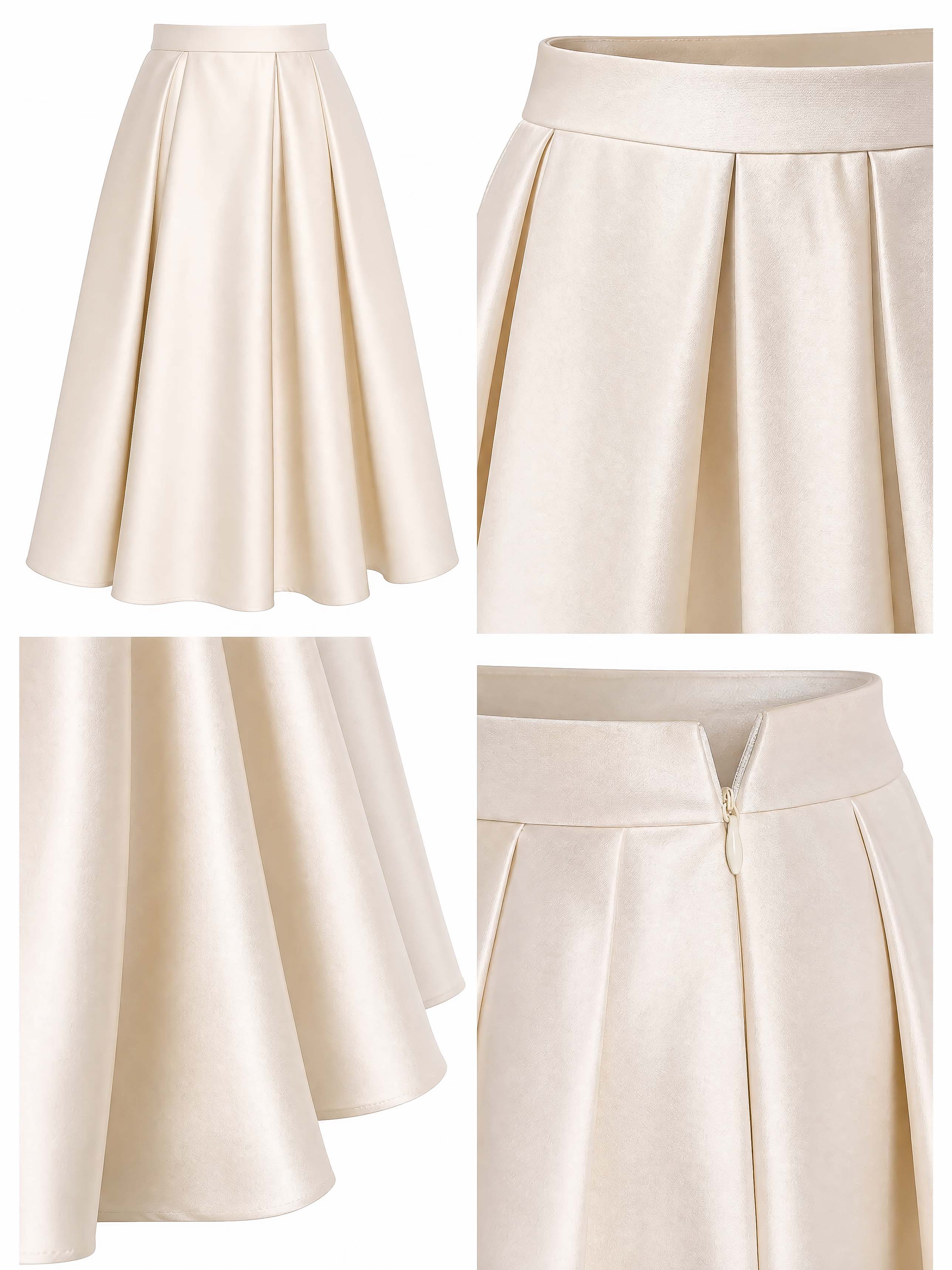 Vintage Satin Full Midi Skirt