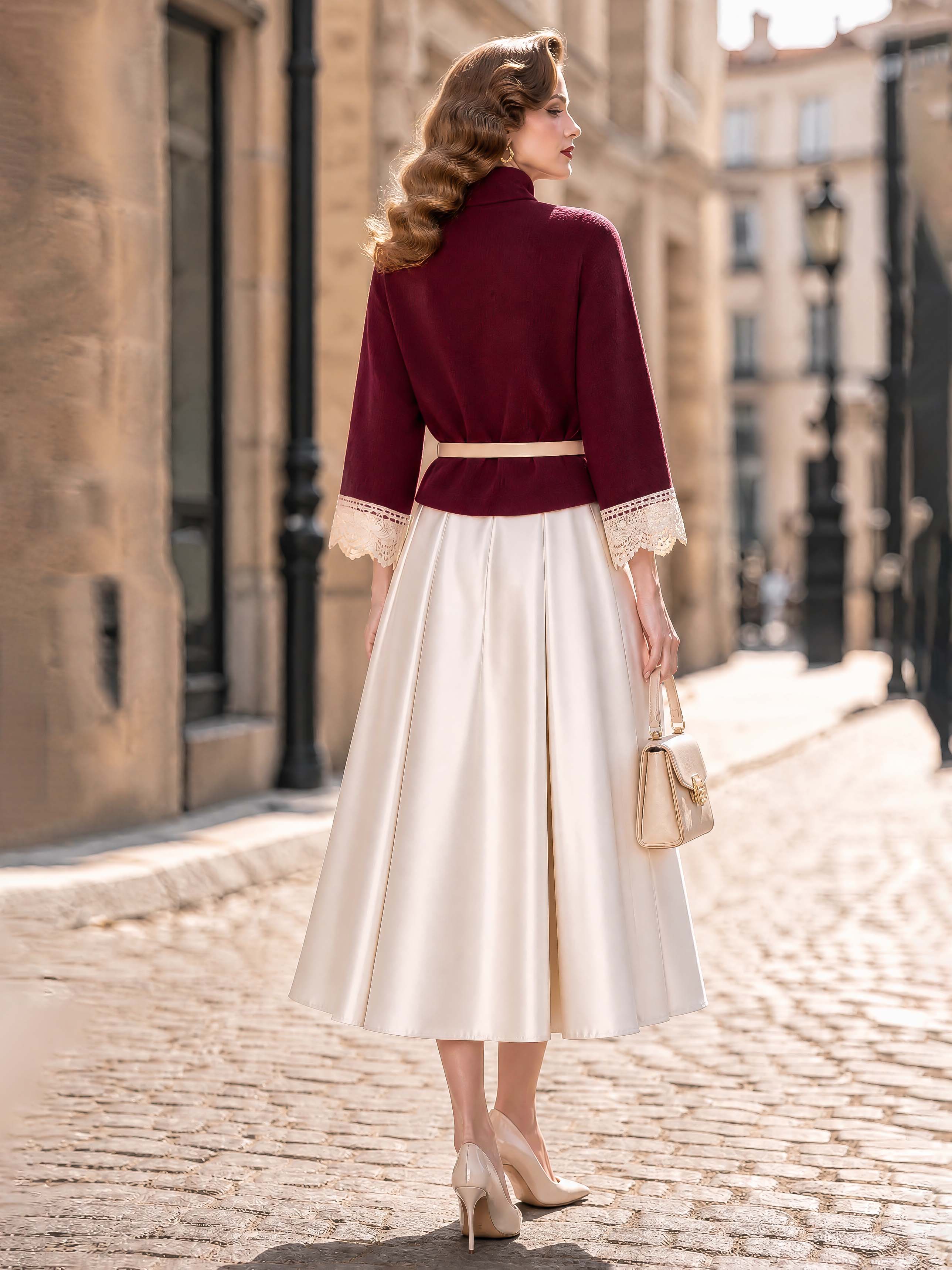 Vintage Lace Sleeve Knit Top