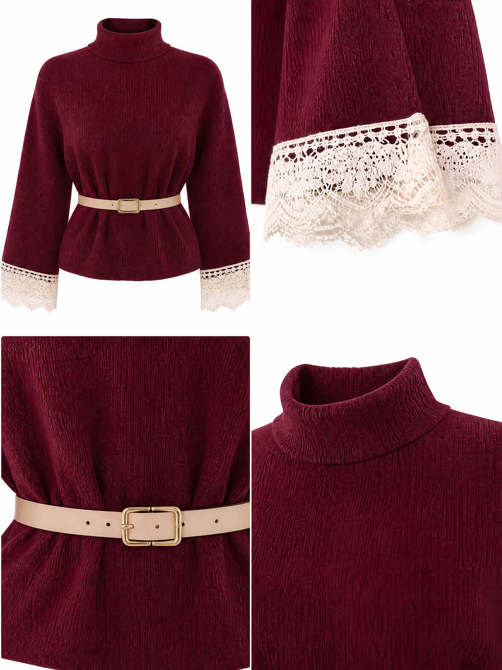 Vintage Lace Sleeve Knit Top