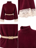 Vintage Lace Sleeve Knit Top