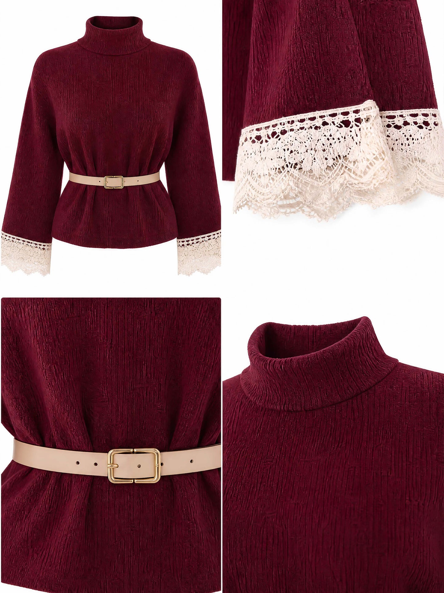 Vintage Lace Sleeve Knit Top