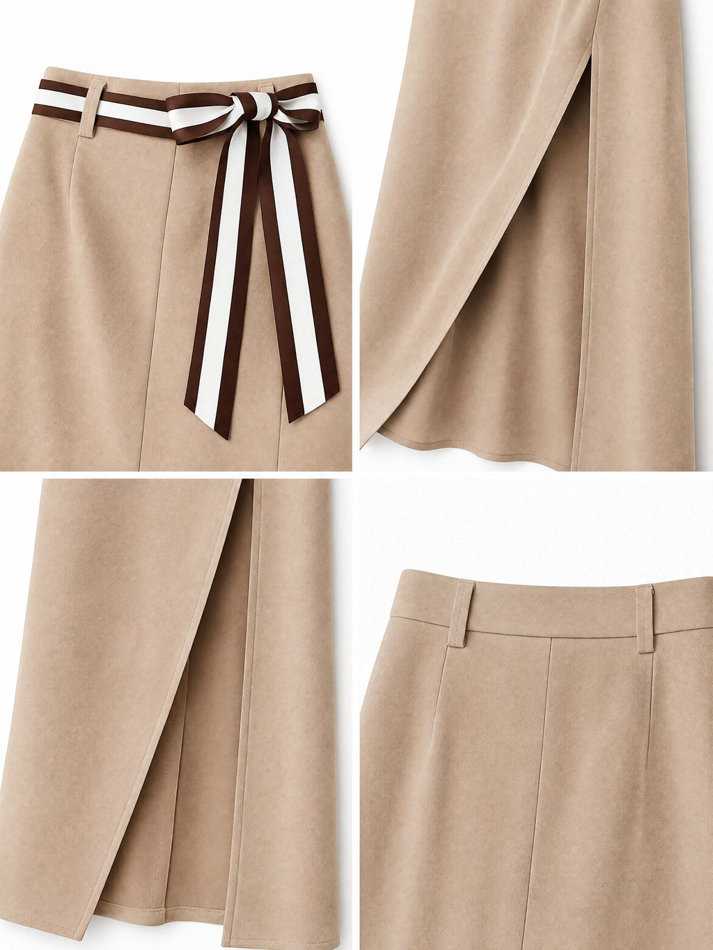 Elegant Khaki Slit Midi Pencil Skirt
