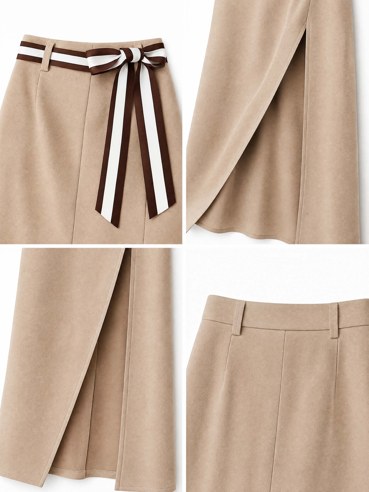 Elegant Khaki Slit Midi Pencil Skirt