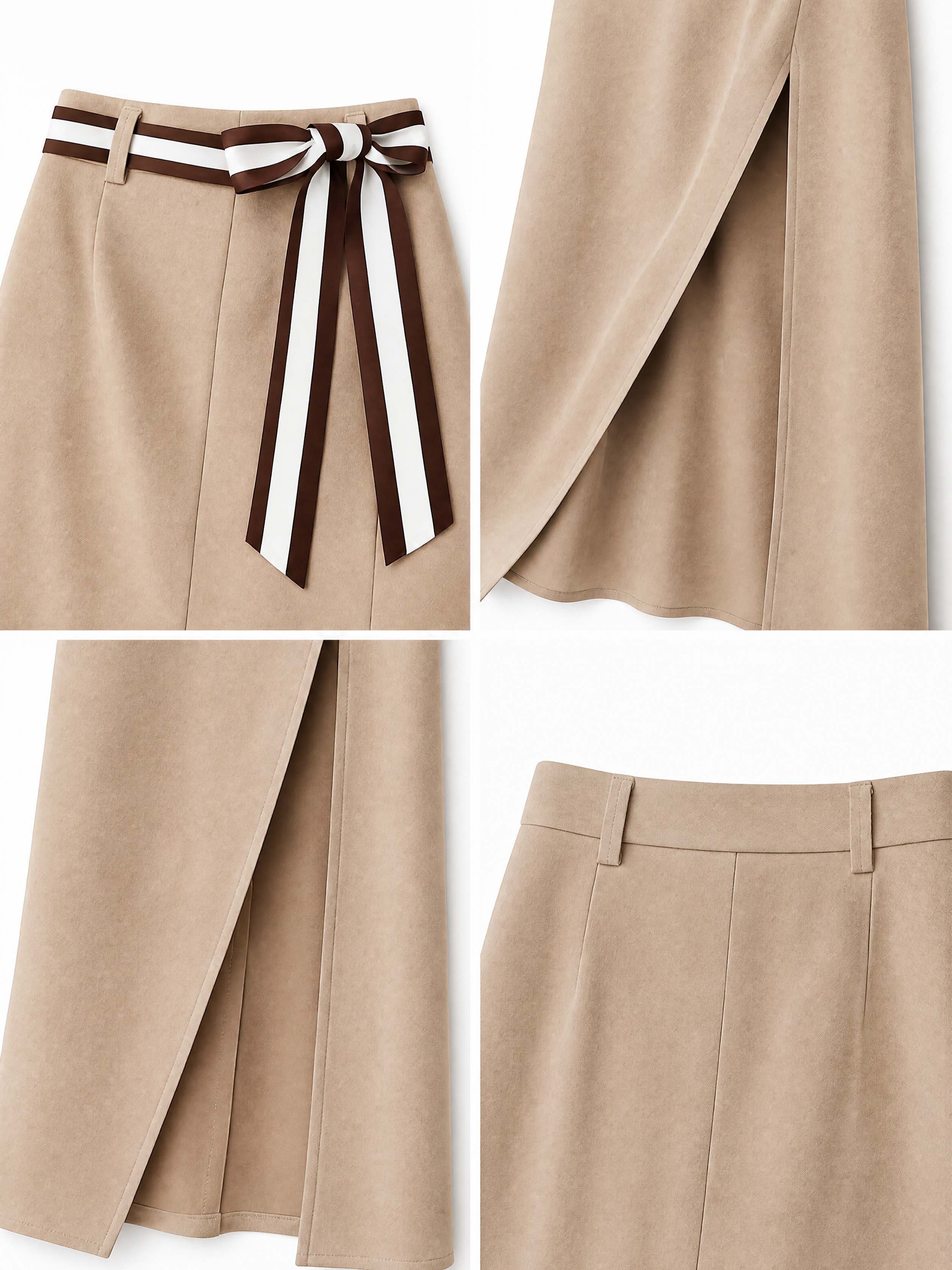 Elegant Khaki Slit Midi Pencil Skirt