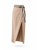 Elegant Khaki Slit Midi Pencil Skirt