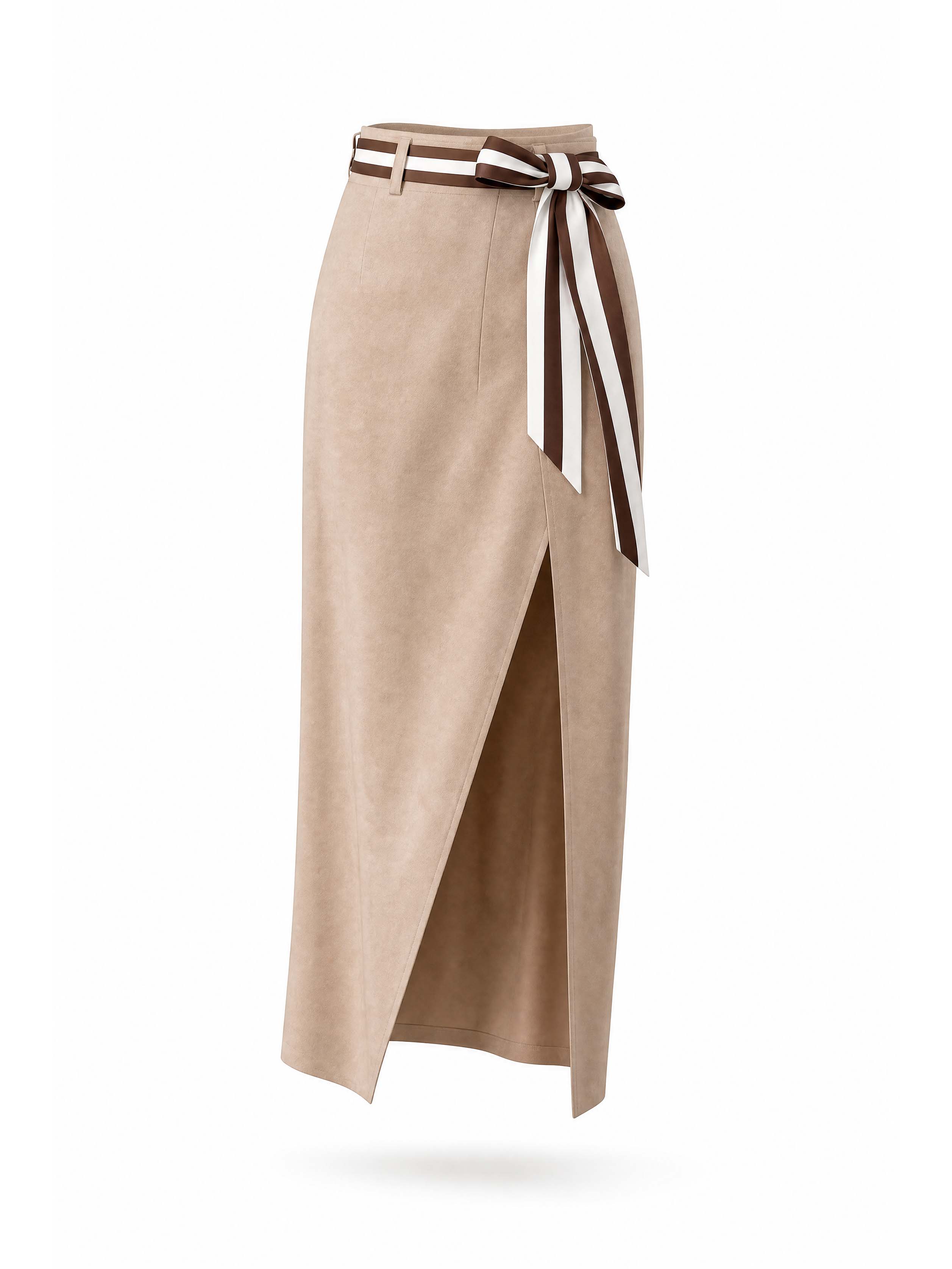 Elegant Khaki Slit Midi Pencil Skirt