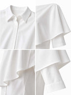 Elegant White Cape Collared Shirt