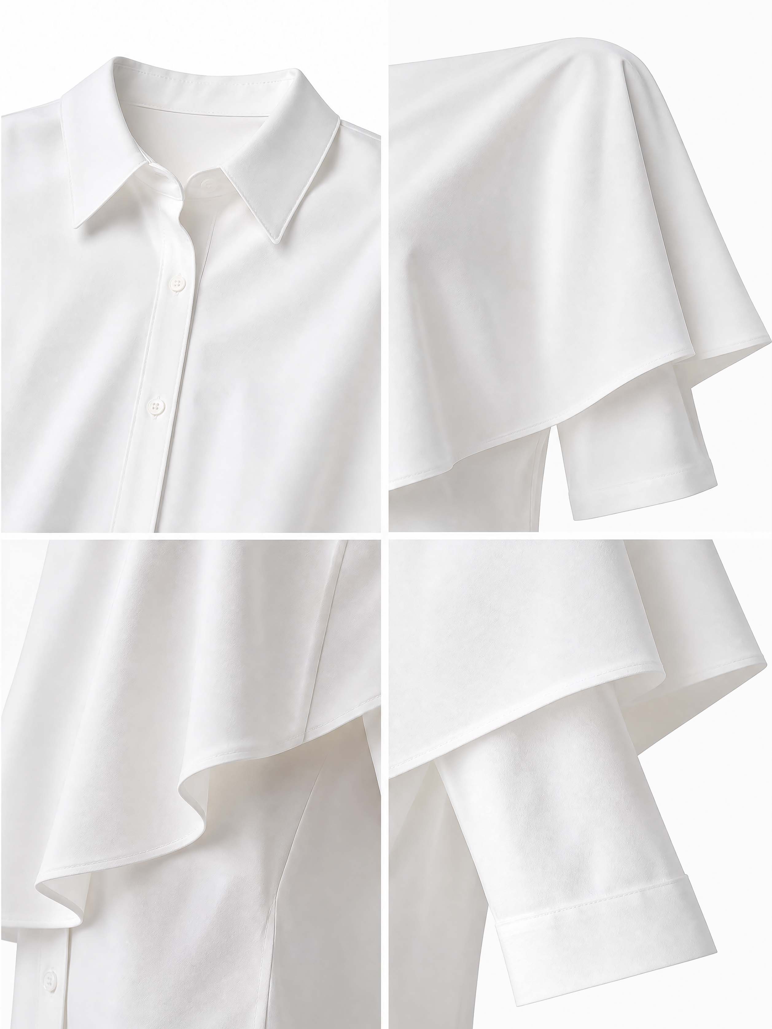 Elegant White Cape Collared Shirt