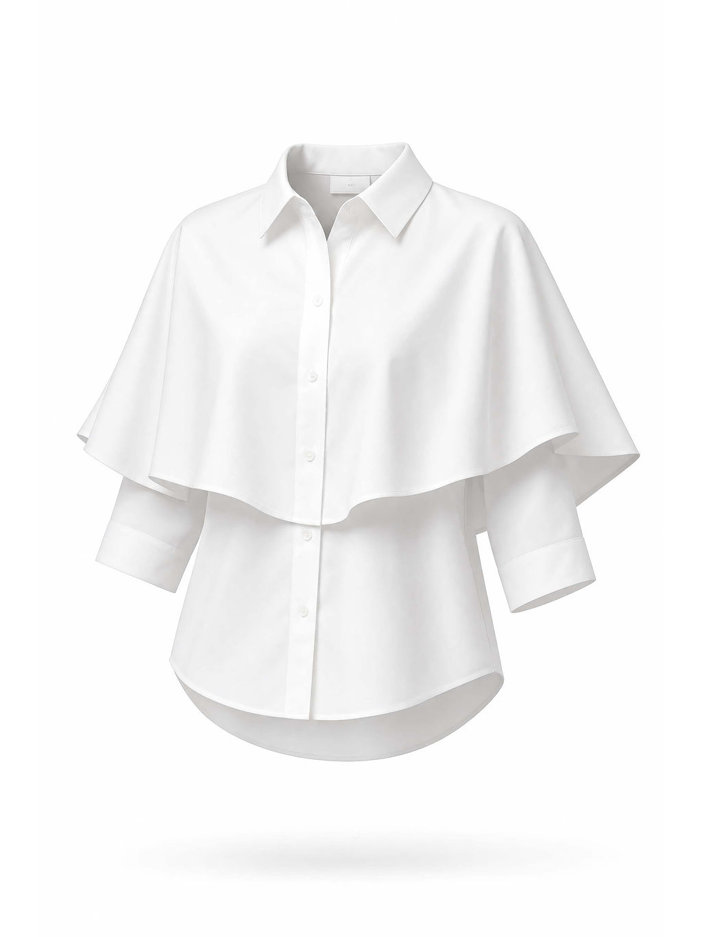 Elegant White Cape Collared Shirt