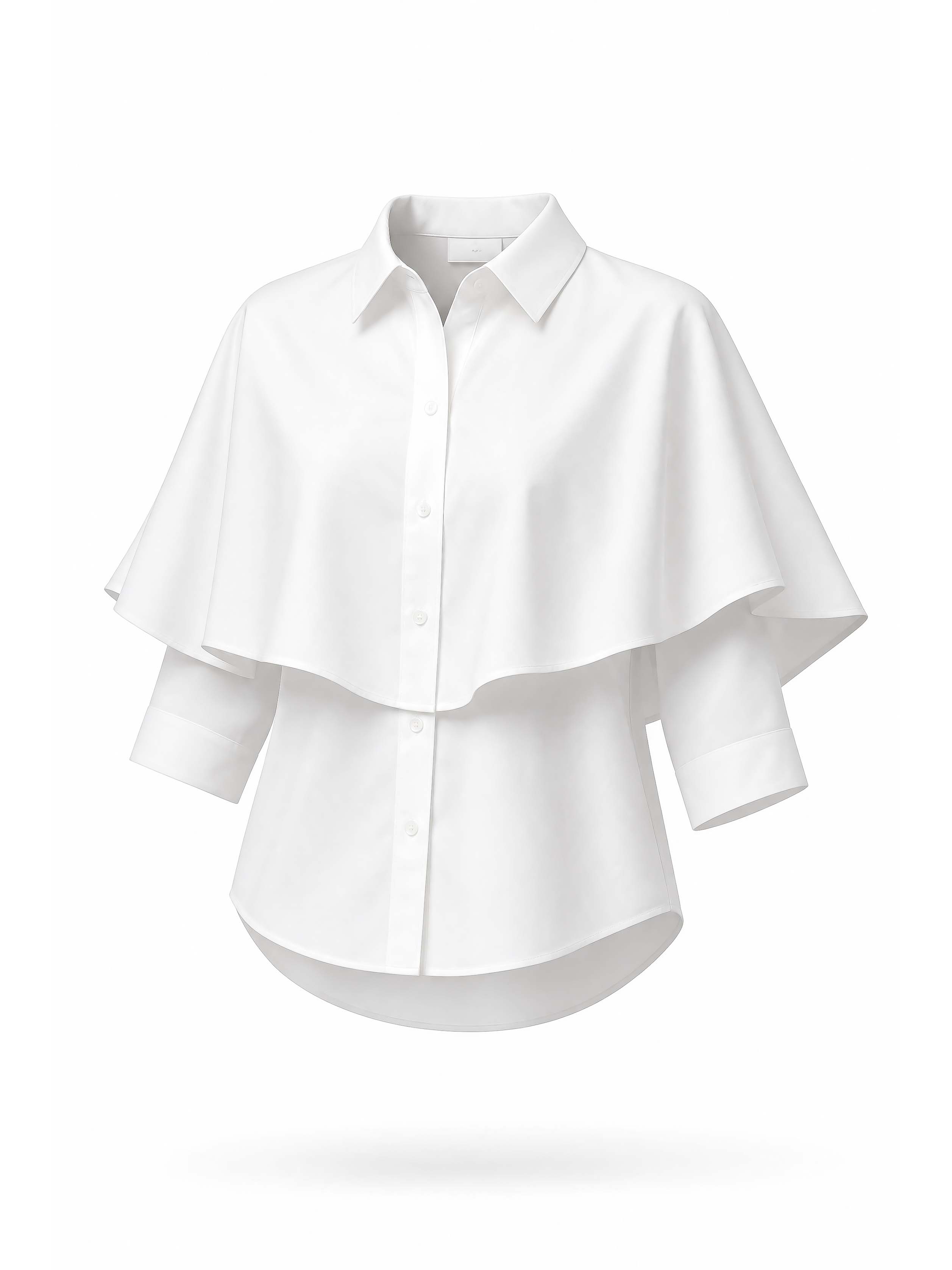 Elegant White Cape Collared Shirt