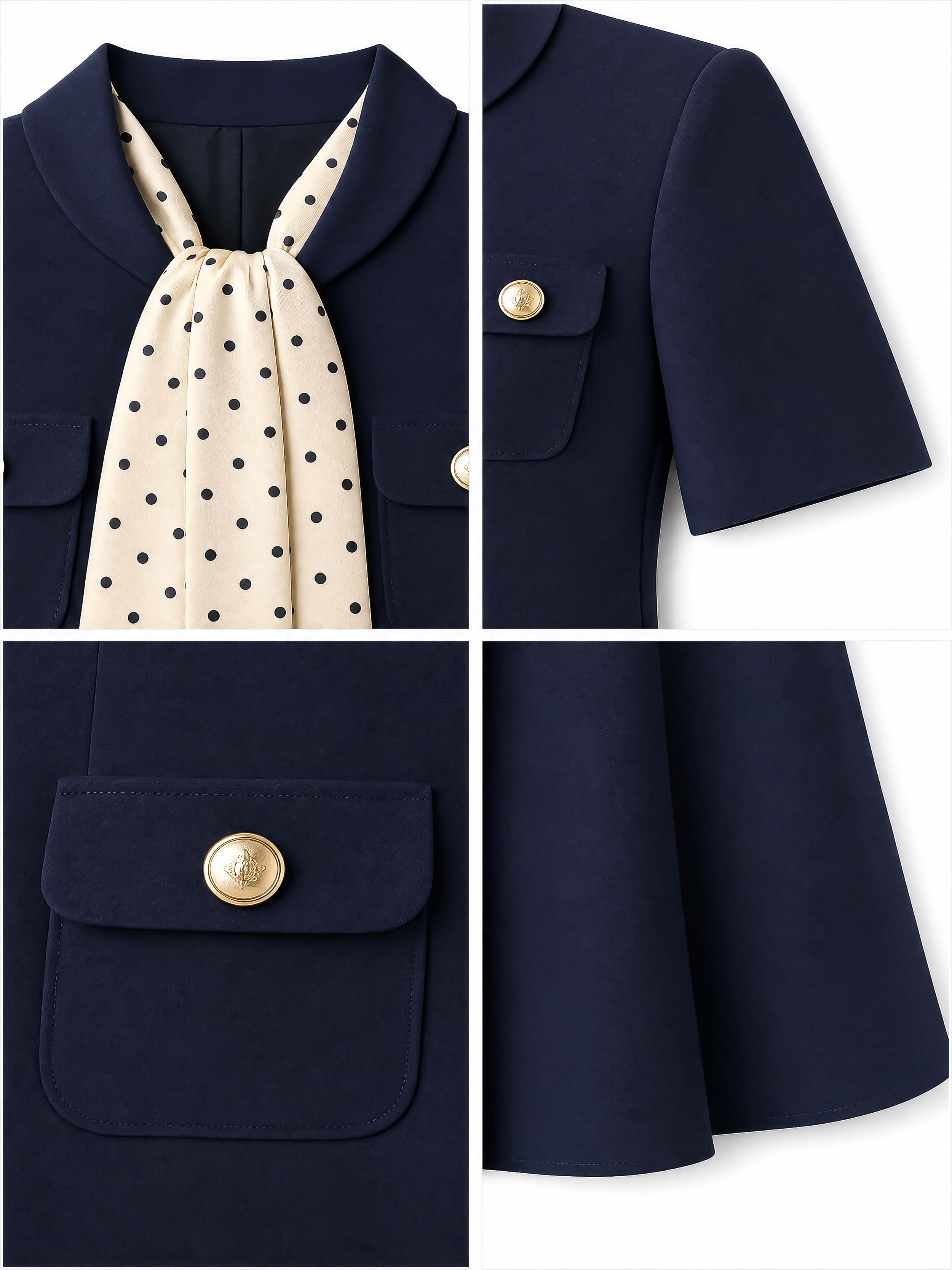 Vintage Tie Neck A-line Midi Dress