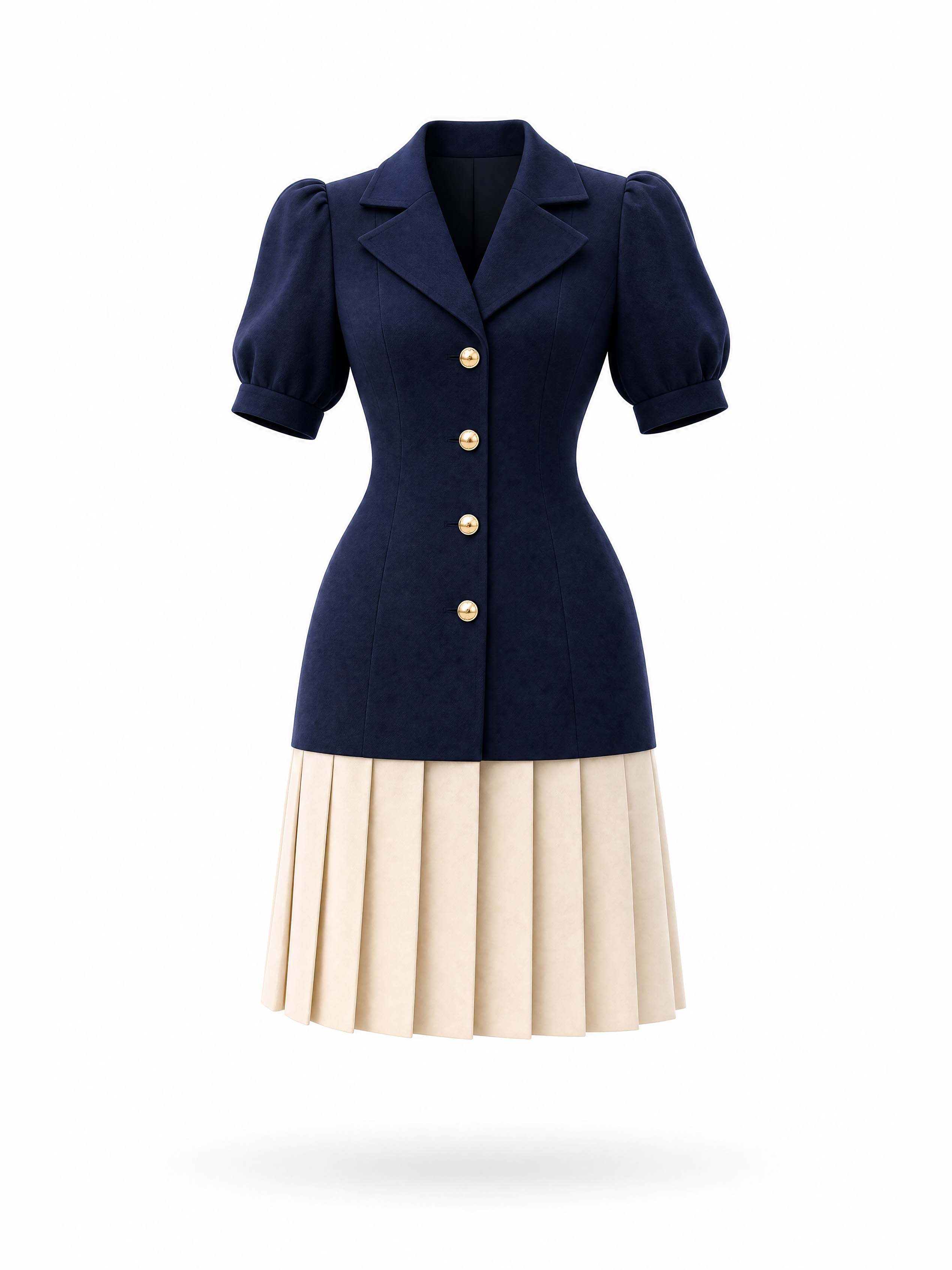 Vintage Color Block Pleated Midi Dress