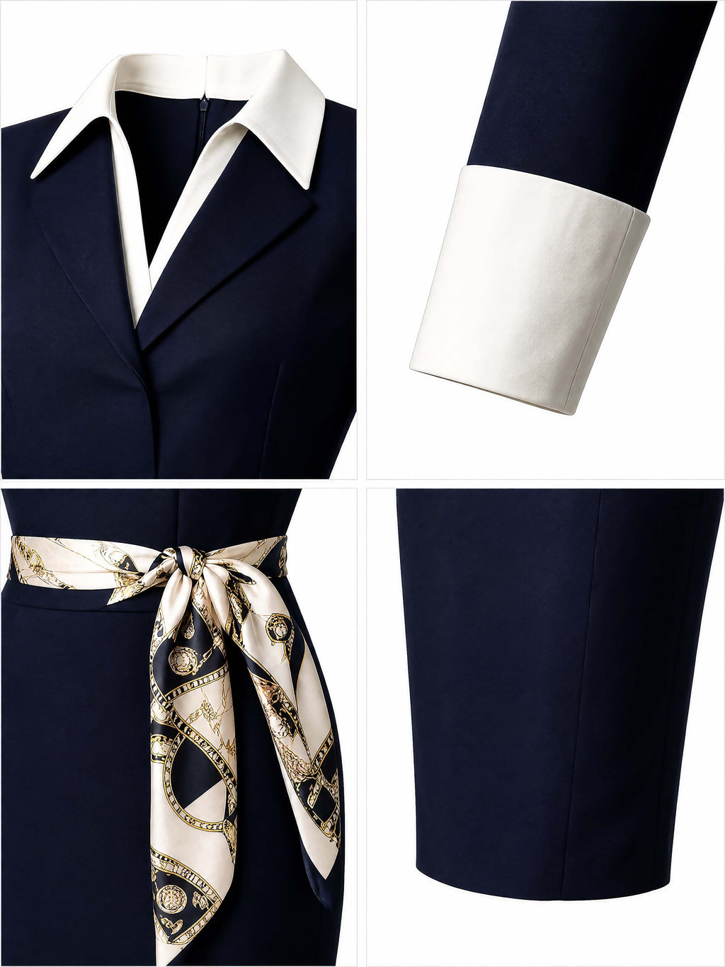 Vintage Lapel Belted Bodycon Midi Dress