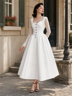 Vintage Waist-cinched Lace Spliced Maxi Dress
