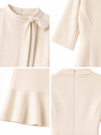 Vintage Bow Tie Neck Mermaid Midi Dress
