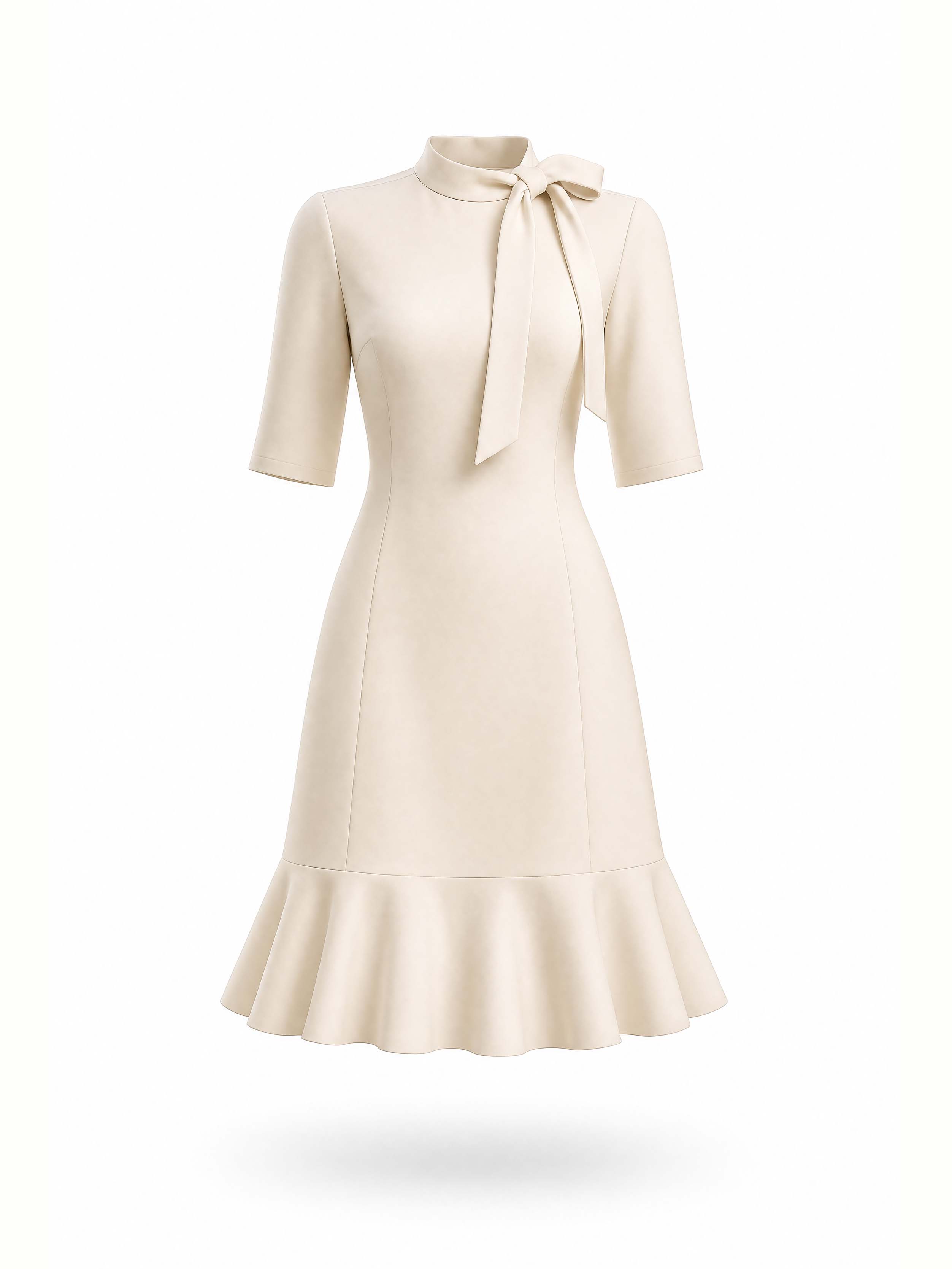 Vintage Bow Tie Neck Mermaid Midi Dress