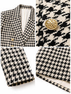 Vintage Houndstooth Cropped Blazer Jacket