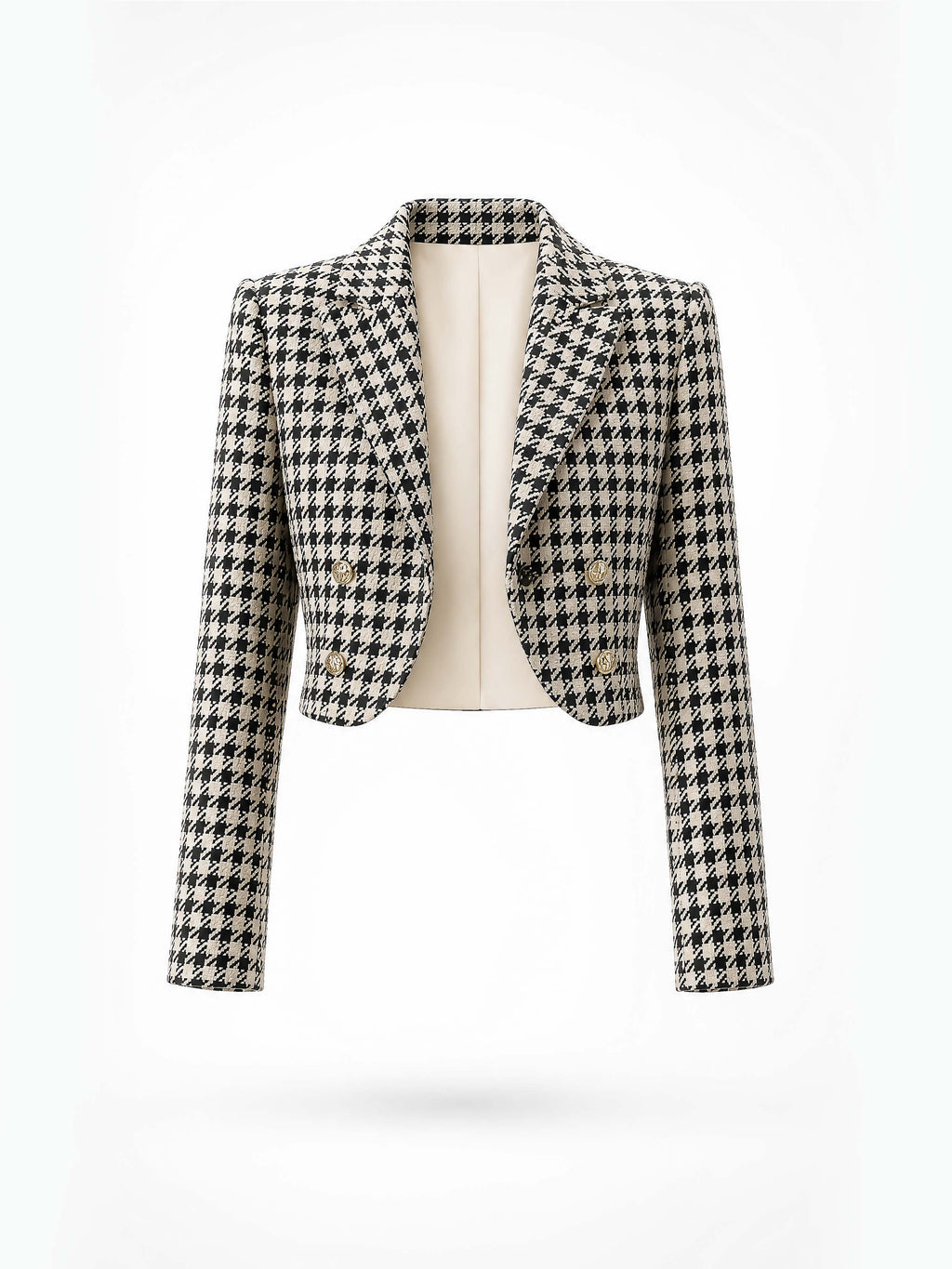 Vintage Houndstooth Cropped Blazer Jacket