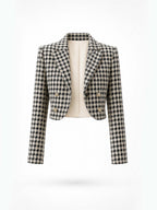 Vintage Houndstooth Cropped Blazer Jacket