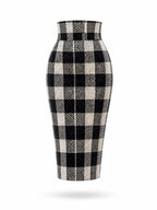 Vintage Check High Waist Pencil Midi Skirt