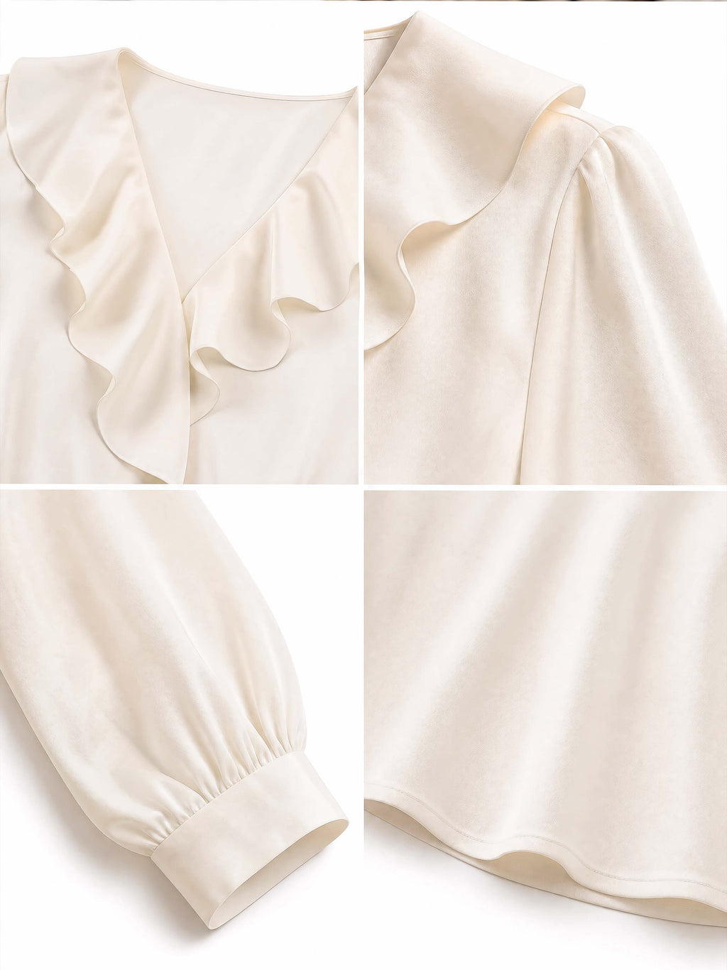 French Ruffle V Neck Long Sleeve Blouse