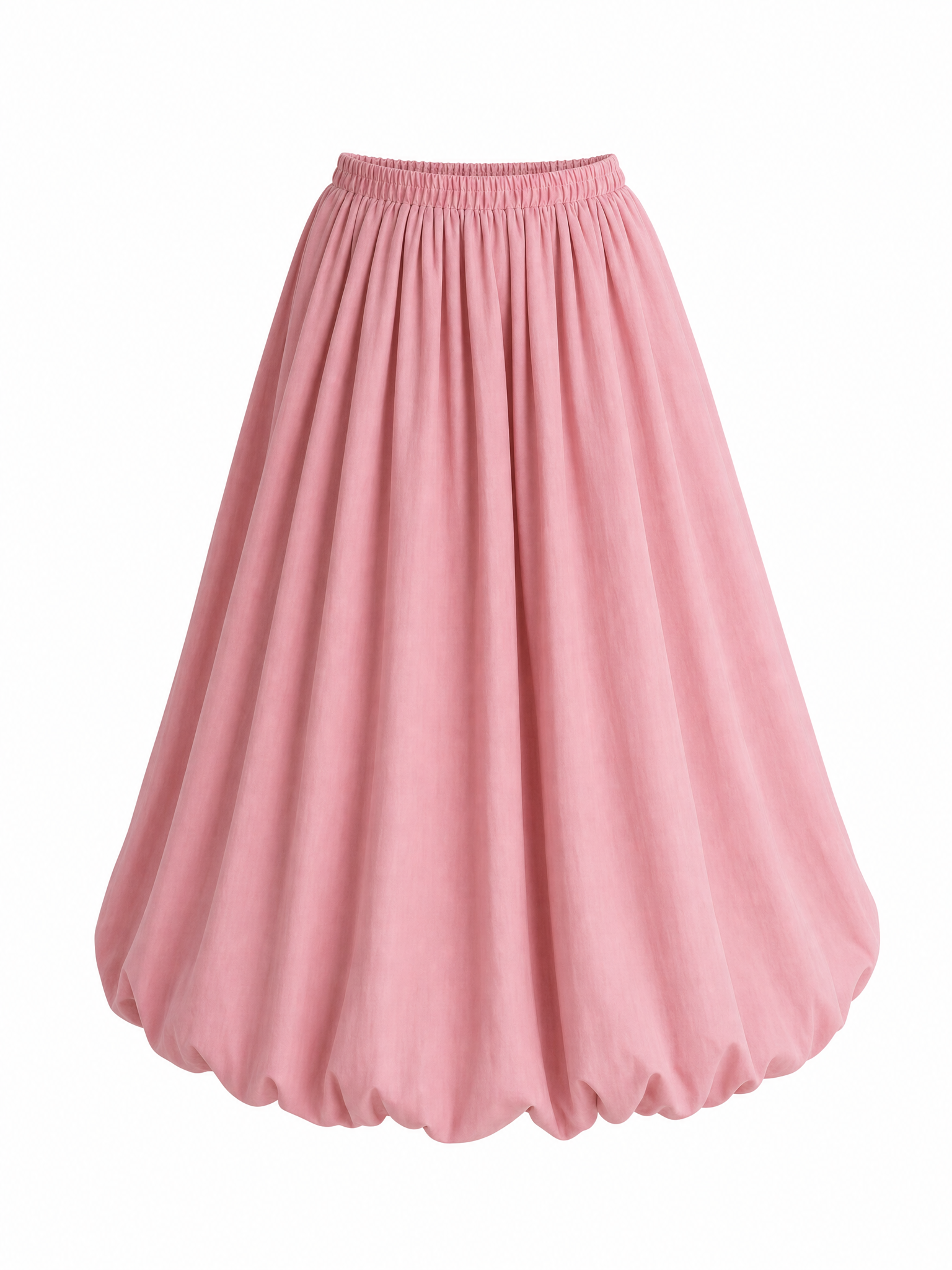 Vintage High Waist Pleated Bubble Hem Swing Midi Skirt