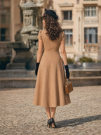 Vintage Cargo Collared Button Down A-Line Midi Dress