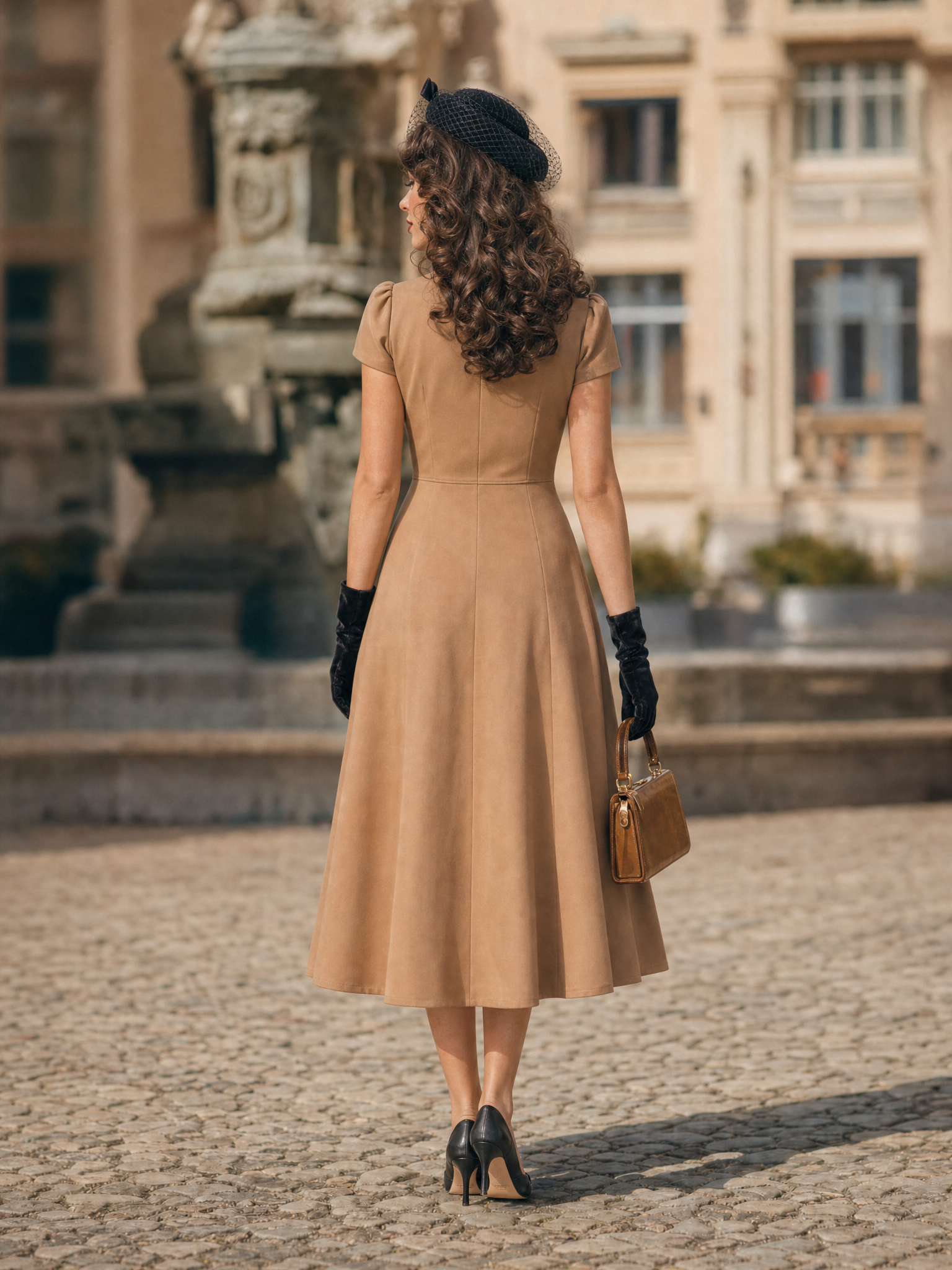 Vintage Cargo Collared Button Down A-Line Midi Dress