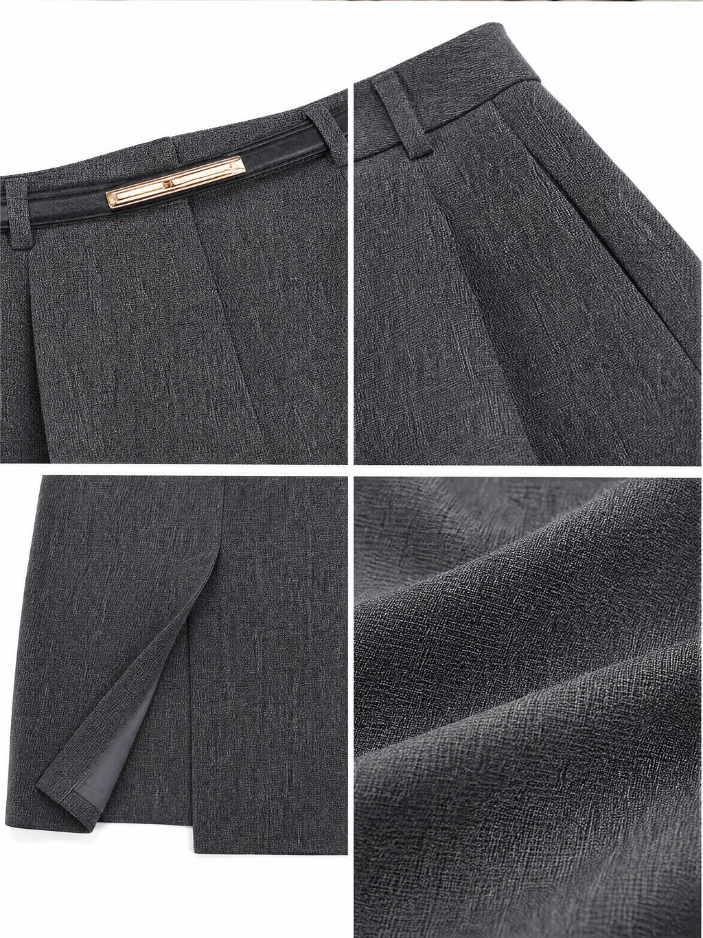 Vintage Front Slit Suit Midi Skirt