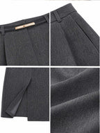 Vintage Front Slit Suit Midi Skirt