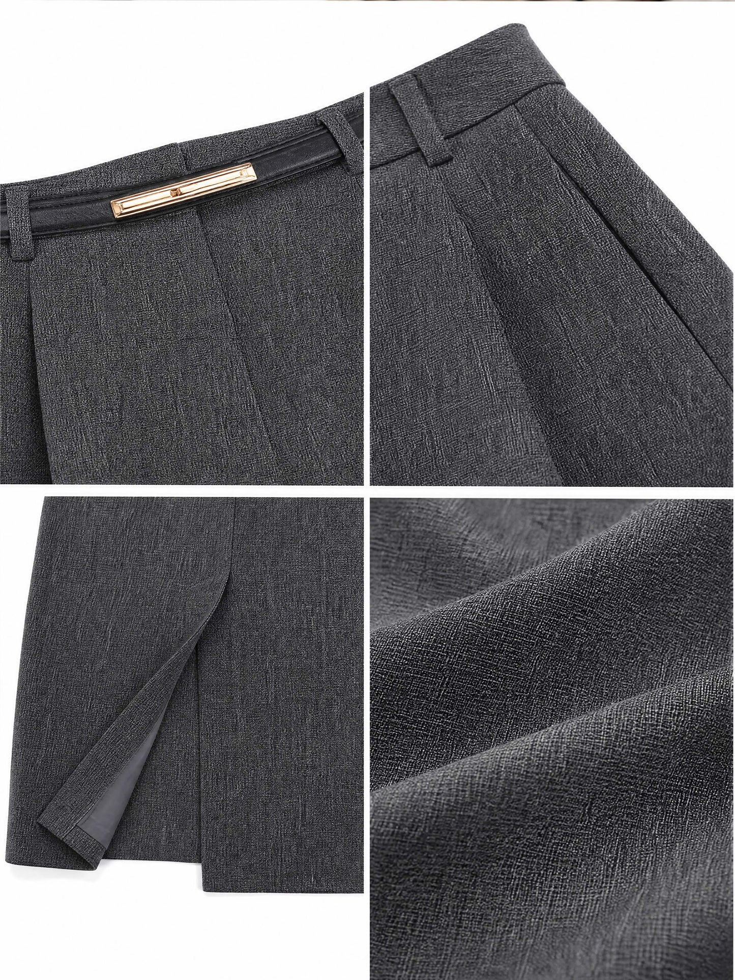 Vintage Front Slit Suit Midi Skirt