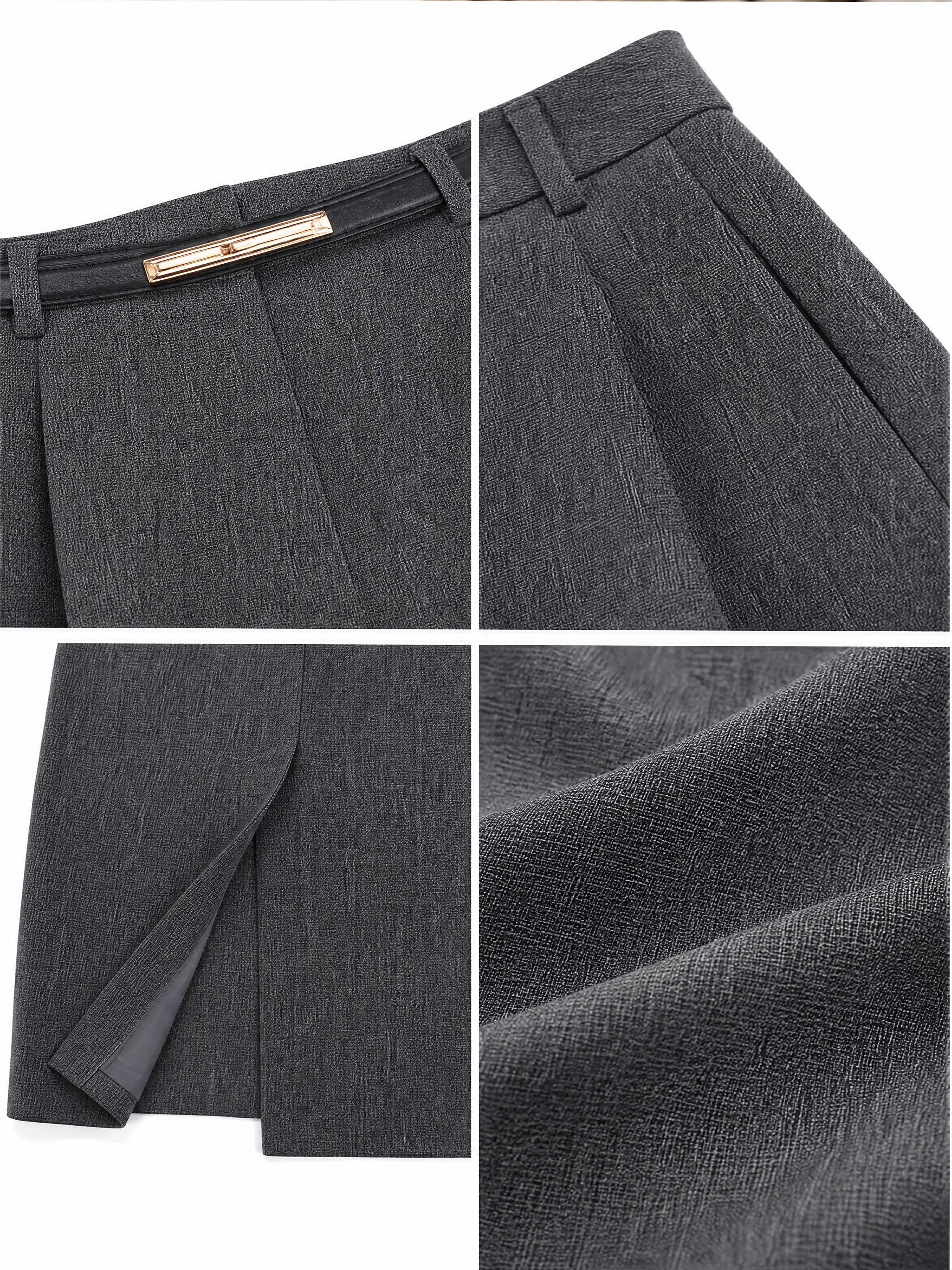 Vintage Front Slit Suit Midi Skirt