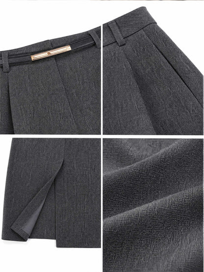 Vintage Front Slit Suit Midi Skirt