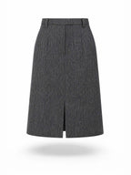 Vintage Front Slit Suit Midi Skirt