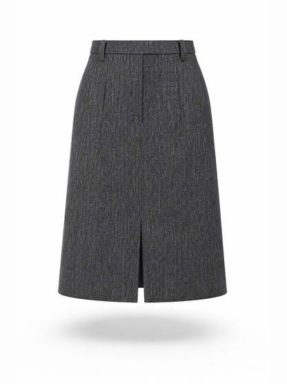 Vintage Front Slit Suit Midi Skirt