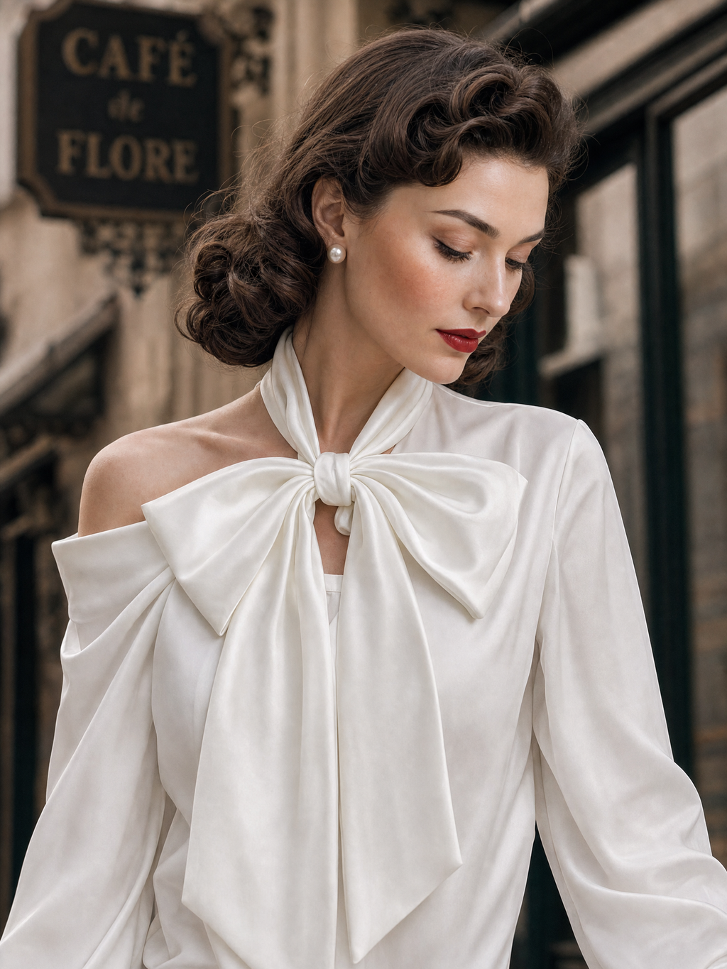 Vintage Off-shoulder Ruffled Fishtail Skirt Two-piece Set